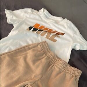 Nike Tee with Orange and Black Swoosh Graphic + matching joggers